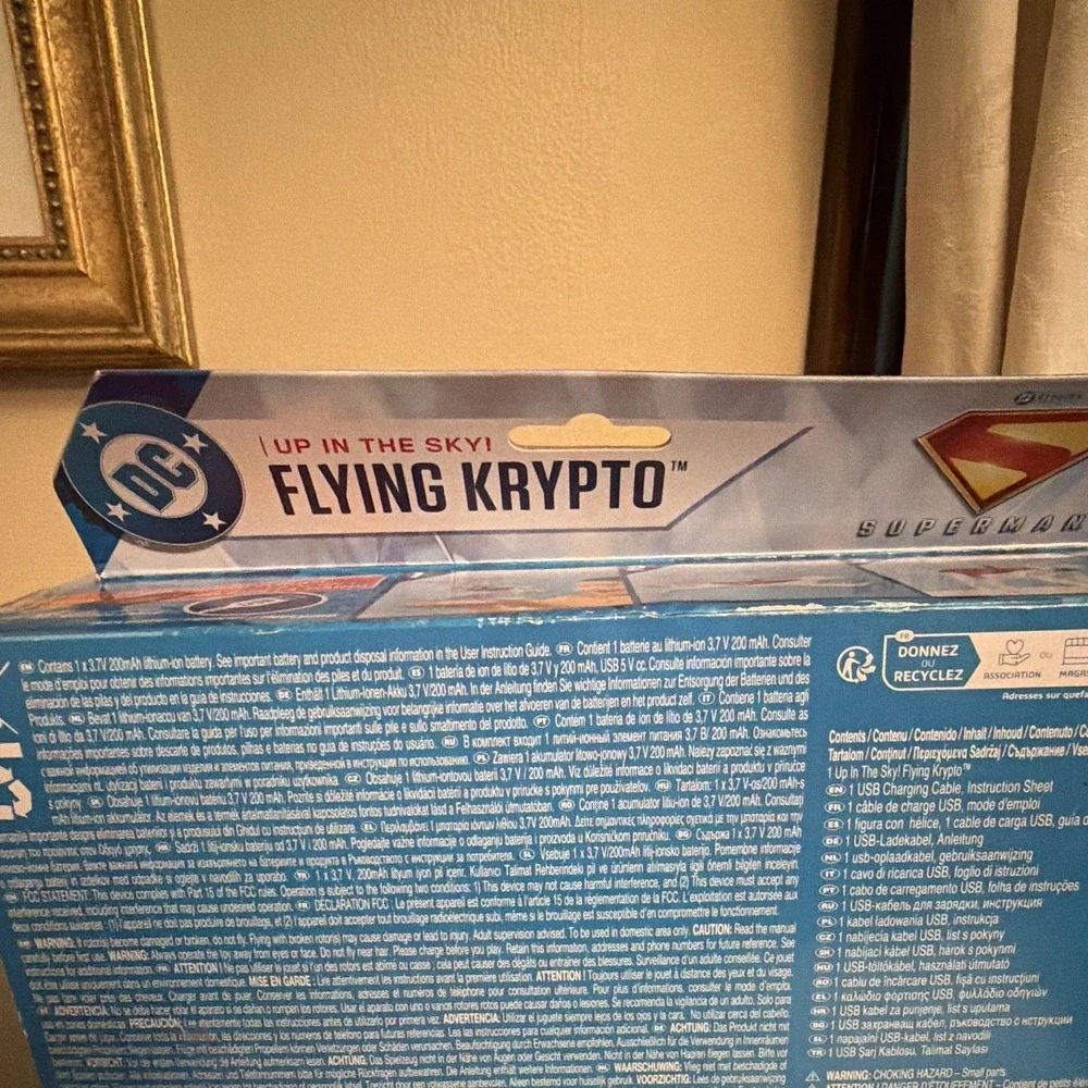 DC Superman Up in the Sky Flying Krypto Dog Action Figure Hand Guided Toy NIB